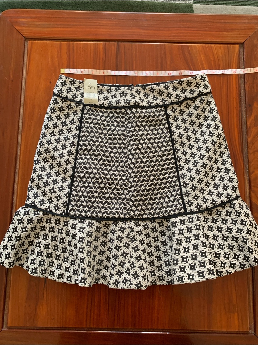 Ann Taylor Black and White Ruffle-Hem Mini Skirt